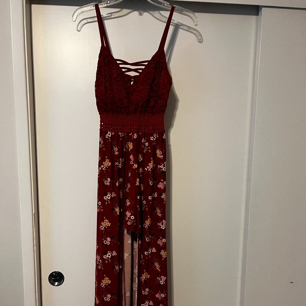 NWOT NEW split maxi romper dress rust color size 3-5 No Boundaries